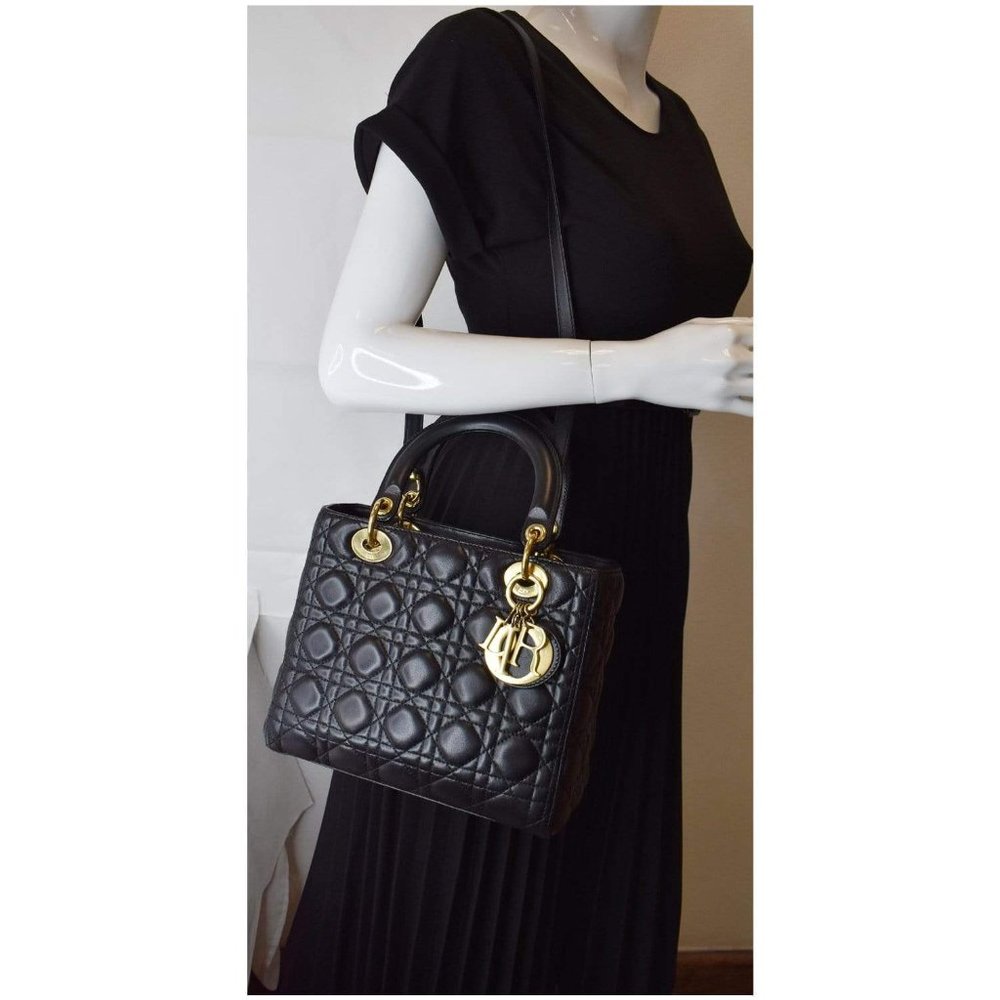 CHRISTIAN DIOR Medium Lady Dior Lambskin Shoulder - Picture 2 of 12